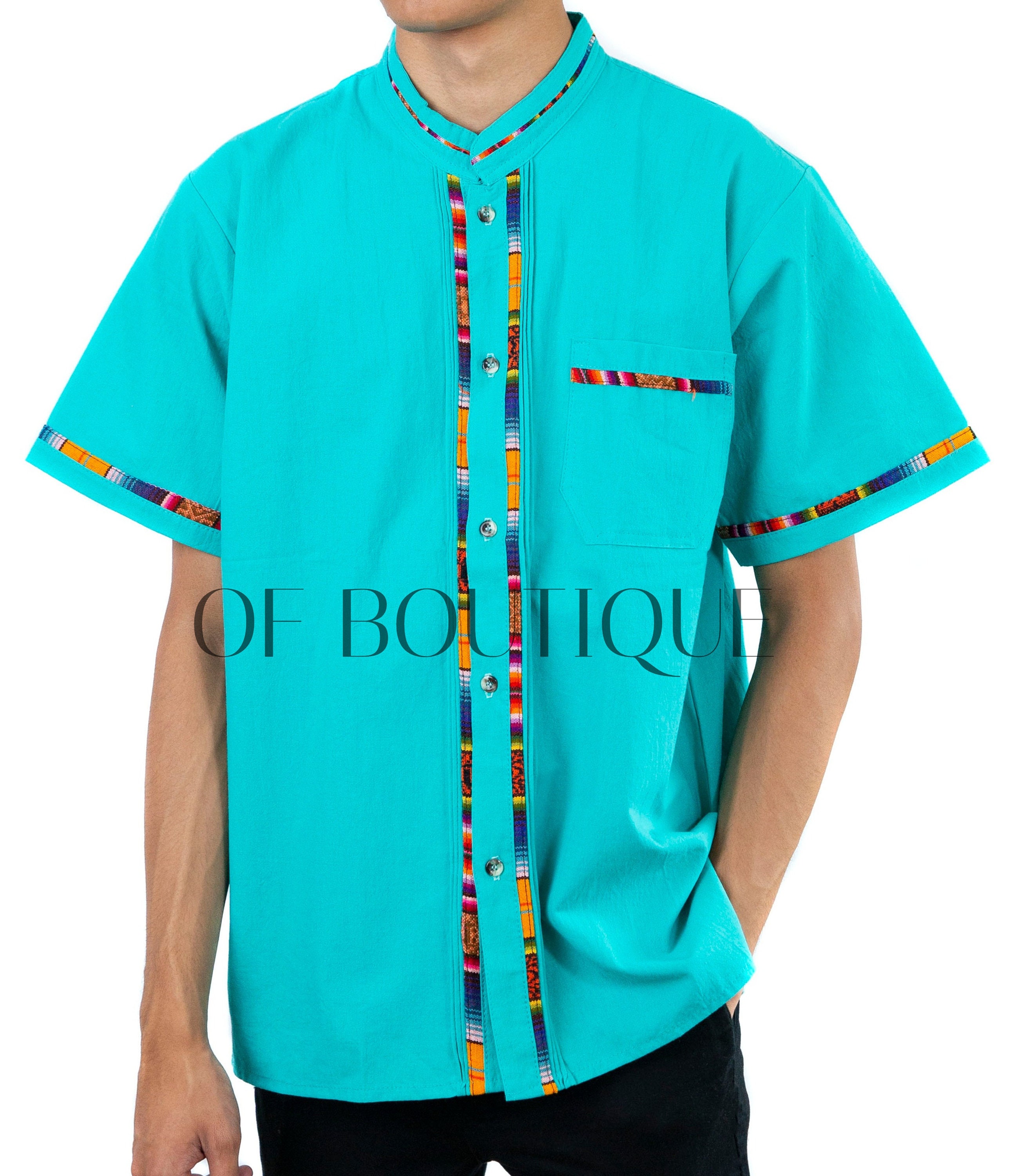 Men's FIESTA SHIRT TEAL Colorful Design 