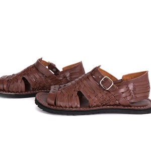 Men&#39;s Mexican Huaraches PIHUAMO Style BROWN Leather Handcrafted SIDREY