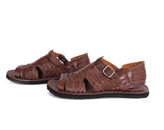 Men's Mexican Huaraches PIHUAMO Style - BROWN Leather Handcrafted SIDREY