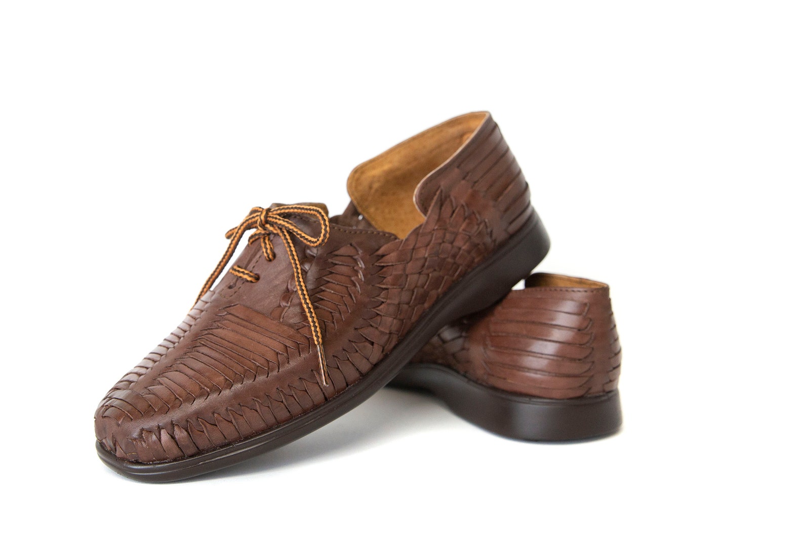 Black Men's Leather Hurache Aztec Sandals