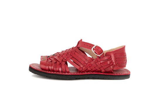 Women s Mexican Huaraches PIHUAMO Style RED Leather Handcrafted SIDREY Etsy