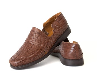 Handwoven Leather Huarache Sandals: Men's Closed Toe Mexican Shoes