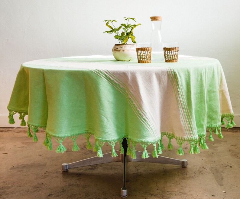 Mexican Round Tablecloth Handmade Table Linen NATURAL With Etsy UK
