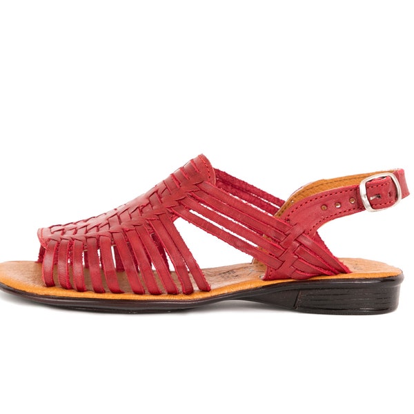 CLASSIC Women's Mexican Huarache Sandals - RED #28 - Handwoven Leather Authentic Huaraches Sandals Handmade PREMIUM Quality Soft