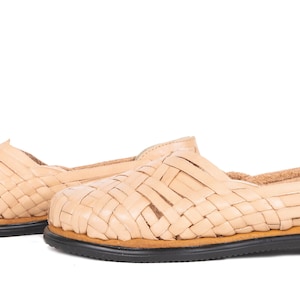 Closed Toe Women&#39;s Huarache Sandals ~ #430 WOVEN Style ~ Beige Color Mexican Style Mexican Huaraches