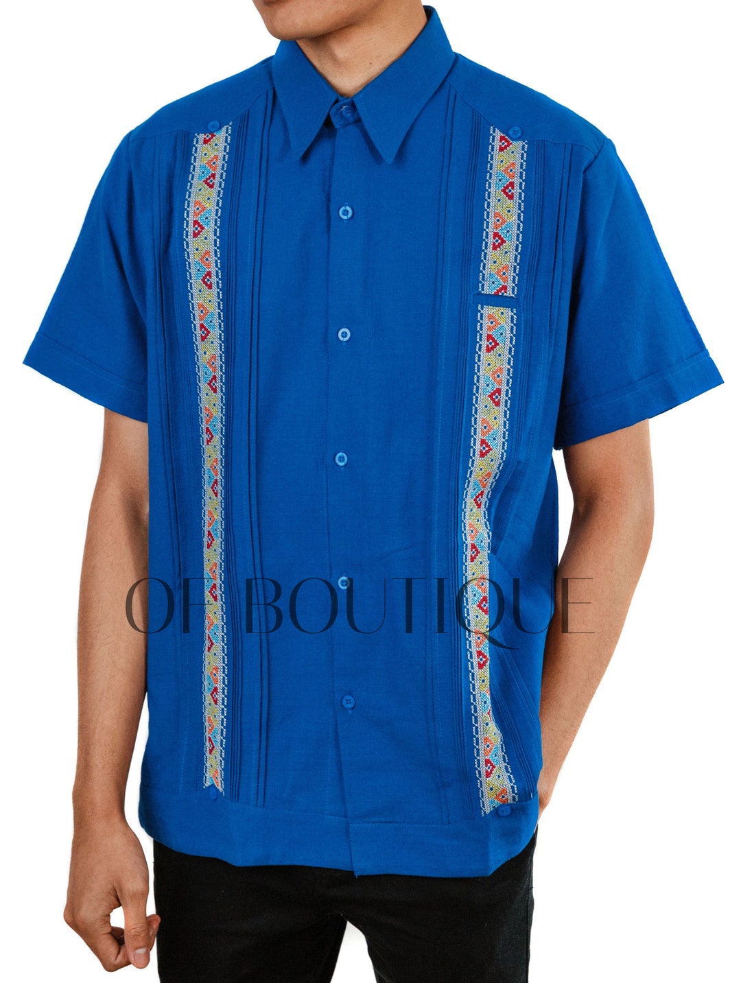 Men's Guayabera ALEGRE Style Shirt Royal Blue Men - Etsy