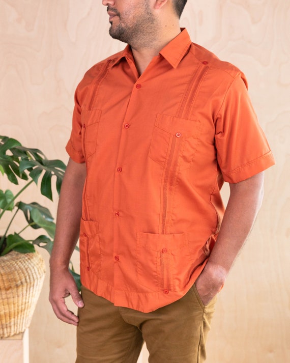 Burnt orange shirt mens sales