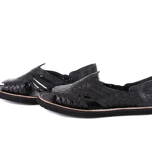 Mexican Sandals Womens - All Sizes Handcrafted Leather - Black