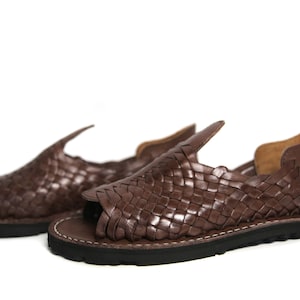 Handwoven Leather Huarache Sandals - Men&#39;s Mexican Grueso Style
