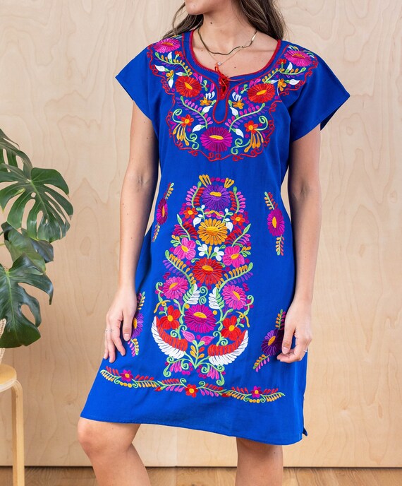 Knee length embroidered dress cheap