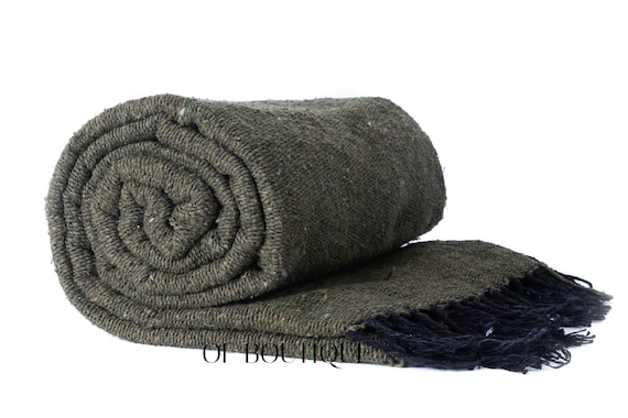 HEAVYWEIGHT Thick Mexican Blanket SOLID Dark Green - Etsy Denmark