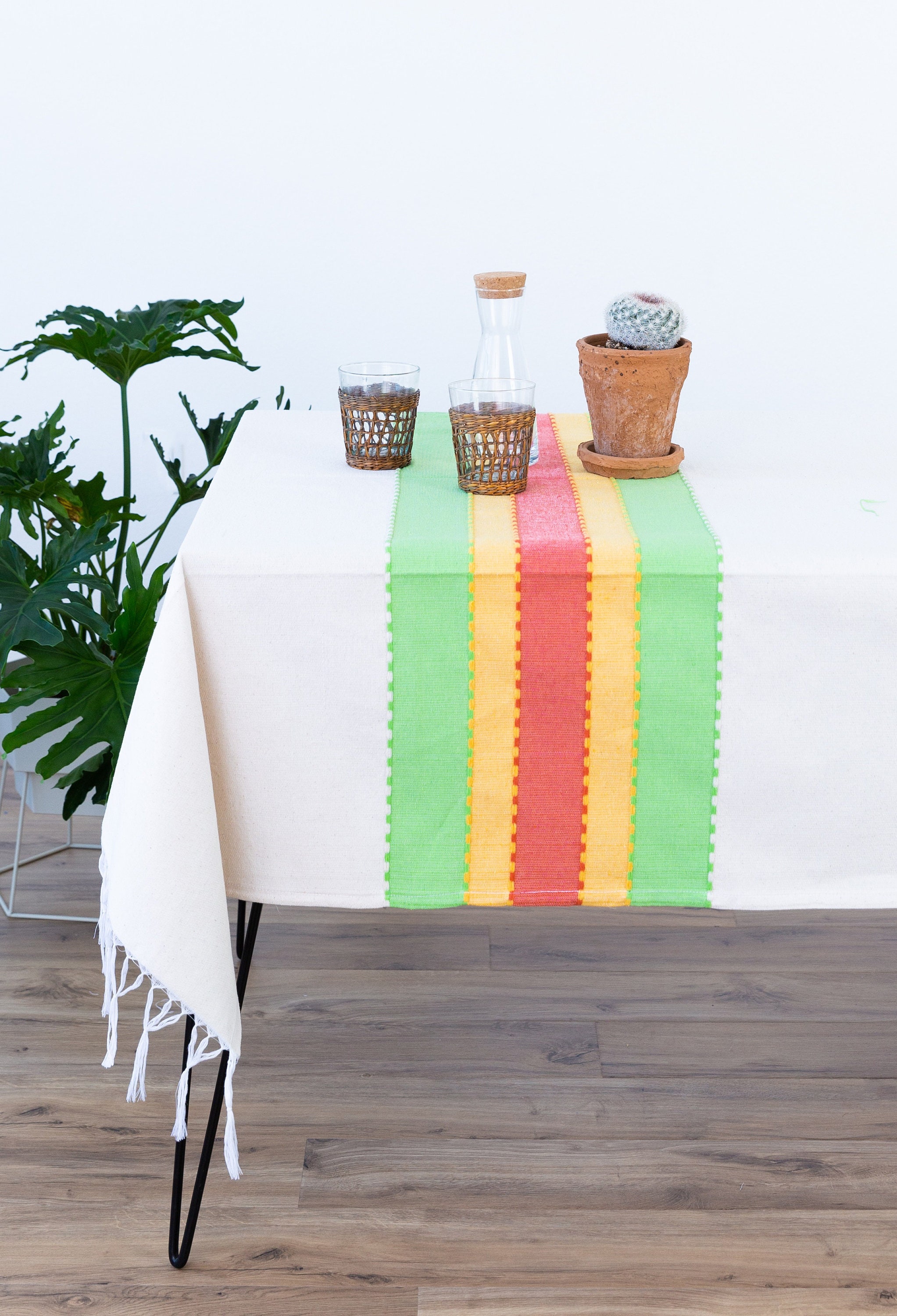 Handmade Mexican Tablecloth Rectangle Table Linen Natural Etsy UK