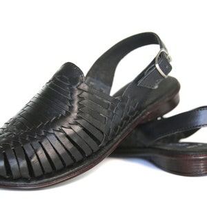 CLASSIC Weave Women&#39;s Mexican Huarache Sandals BLACK #20 All Sizes Handwoven Leather Authentic Huaraches Sandals Handmade PREMIUM Quality