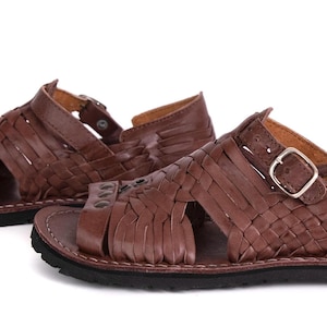 Women&#39;s Brown Leather Huarache Sandals Mexican Huaraches Pihuamo All Sizes
