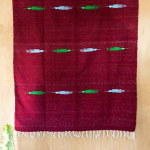 Handmade Mexican Thunderbird Burgundy Blanket Boho Beach Camping Southwestern Yoga Serape Gift Falsa Woven Throw