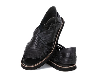 RAW & RUSTIC Men's Mexican Sandals - Black Pachuco Style