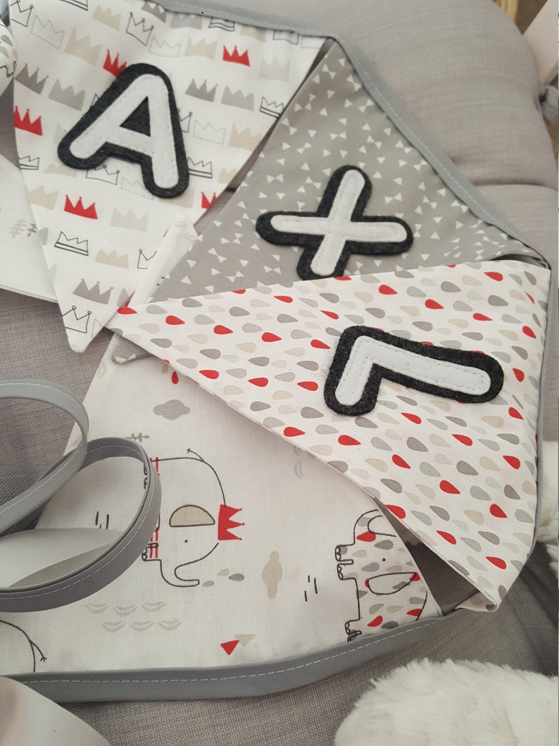 Baby Boy ~ Nursery//Kids Personalised Blue /& Grey Fabric Bunting ~ Name Gift