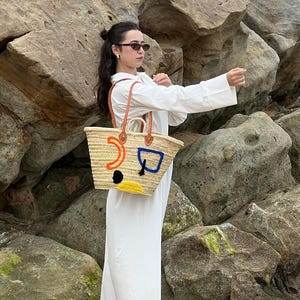 Gratis leren handvatten - chique Marokkaanse strooien markttas - leren handvatten strandtas voor elke dag & huwelijkscadeau