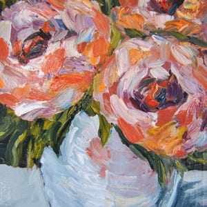 Peonías en un jarrón Pintura al óleo Cartón 11,8x7,8 pulgadas