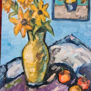 Flores e pintura Papelão Pintura a óleo Pintura original 11,8x7,8 polegadas