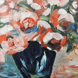 Pintura al óleo de pared con ramo de cartón, 7,8 x 11,8 pulgadas