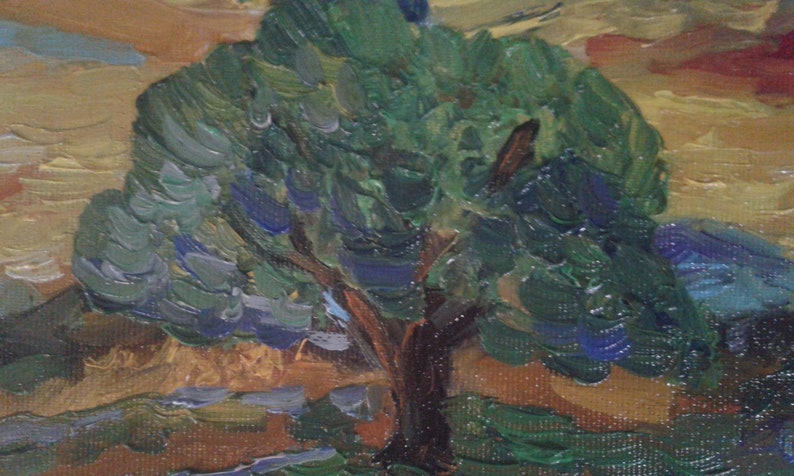 outlets prices Tree and Field of Lavender. Oil Painting on