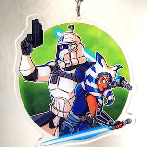 Clone Wars Rex Ahsoka Double Sided Acrylic Charm