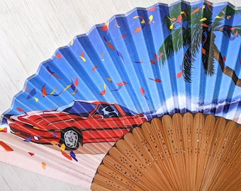 City Pop Toyota Supra 1980s Paper Hand Fan