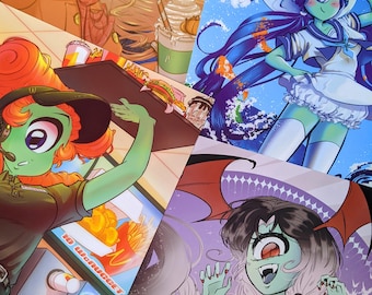 Phoebe Alien Girl Art Prints (8.5'' x 11'' Letter Size)