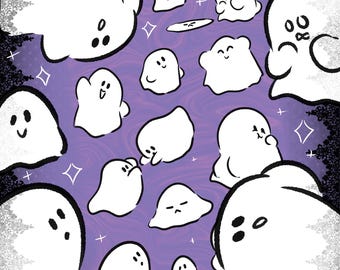 Cute Halloween Ghost Sticker Sheet (4'' x 6'')