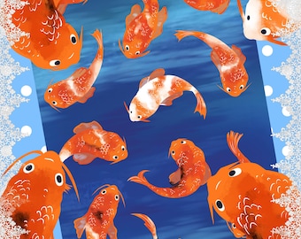 Cute Koi Fish Sticker Sheet (4'' x 6'')