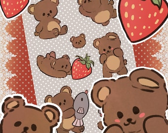 Cute Teddy Bear Sticker Sheet (4'' x 6'')
