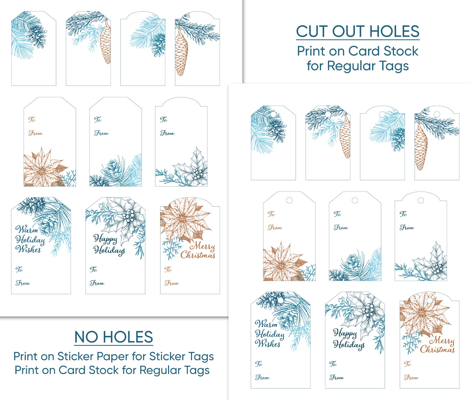 PRINTABLE CHRISTMAS TAGS for Hanging Tags and Holiday - Etsy