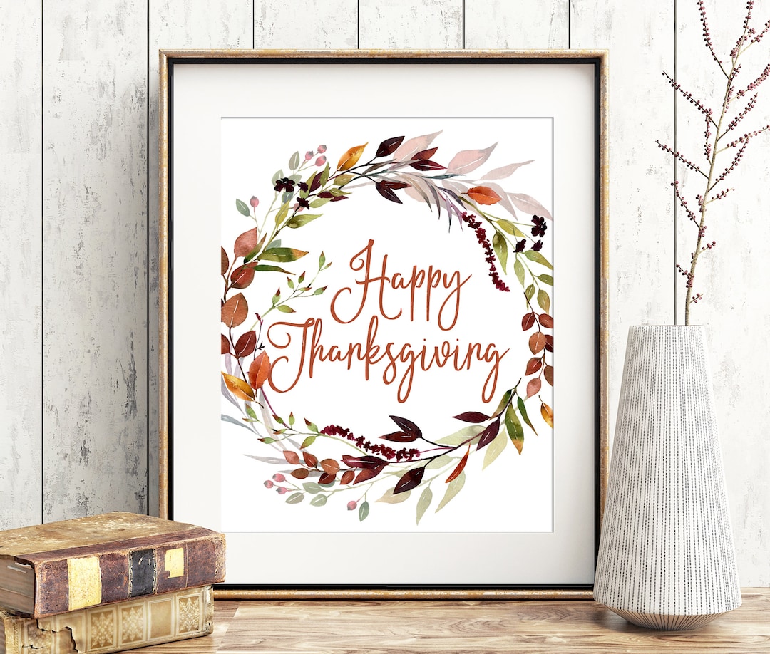 HAPPY THANKSGIVING Printable, Thanksgiving Digital Download for Autumn ...