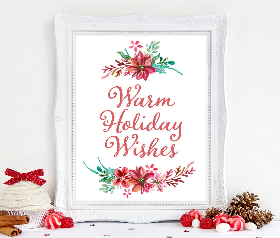 WARM HOLIDAY WISHES Christmas Printable Artwork Christmas Etsy