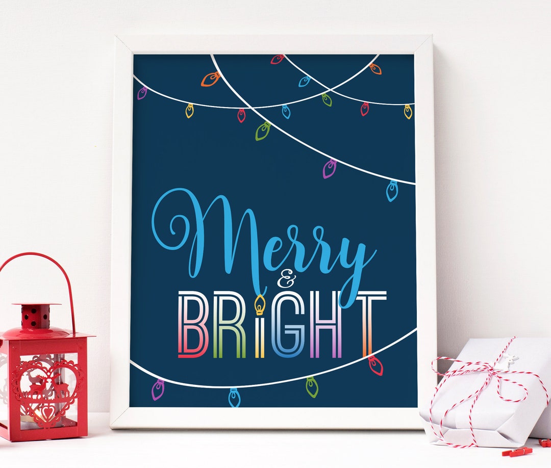 MERRY AND BRIGHT Christmas Printable Artwork for Holiday Decor Etsy