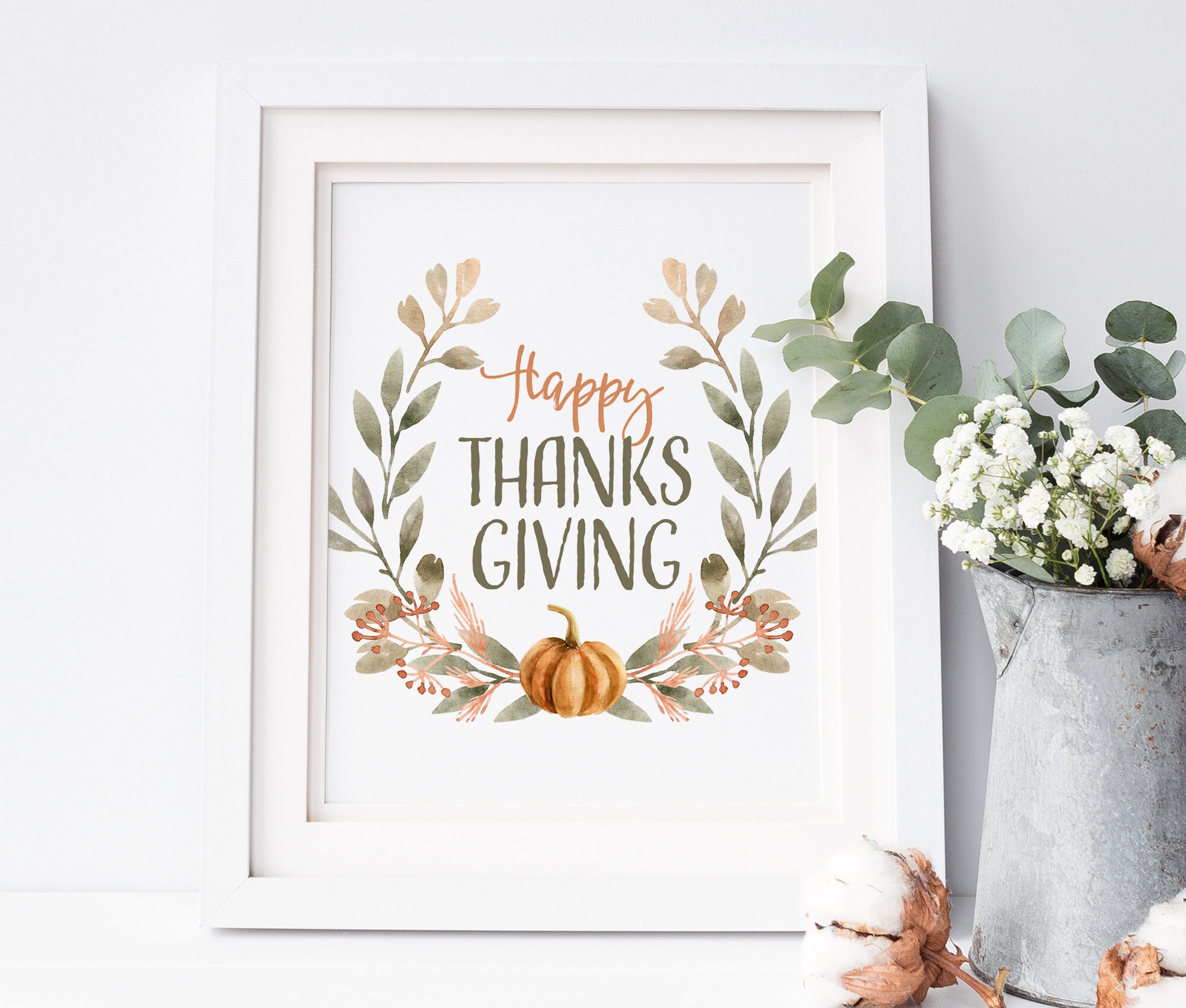 HAPPY THANKSGIVING Autumn Printable, Thanksgiving Digital Download for ...