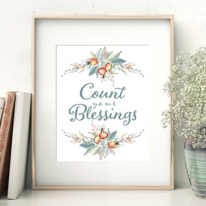 ZÄHLEN Sie IHRE BLESSINGS Herbst druckbare, Thanksgiving digitaler Download für Herbst Tisch Dekor und Herbst Dekoration, drei Größen