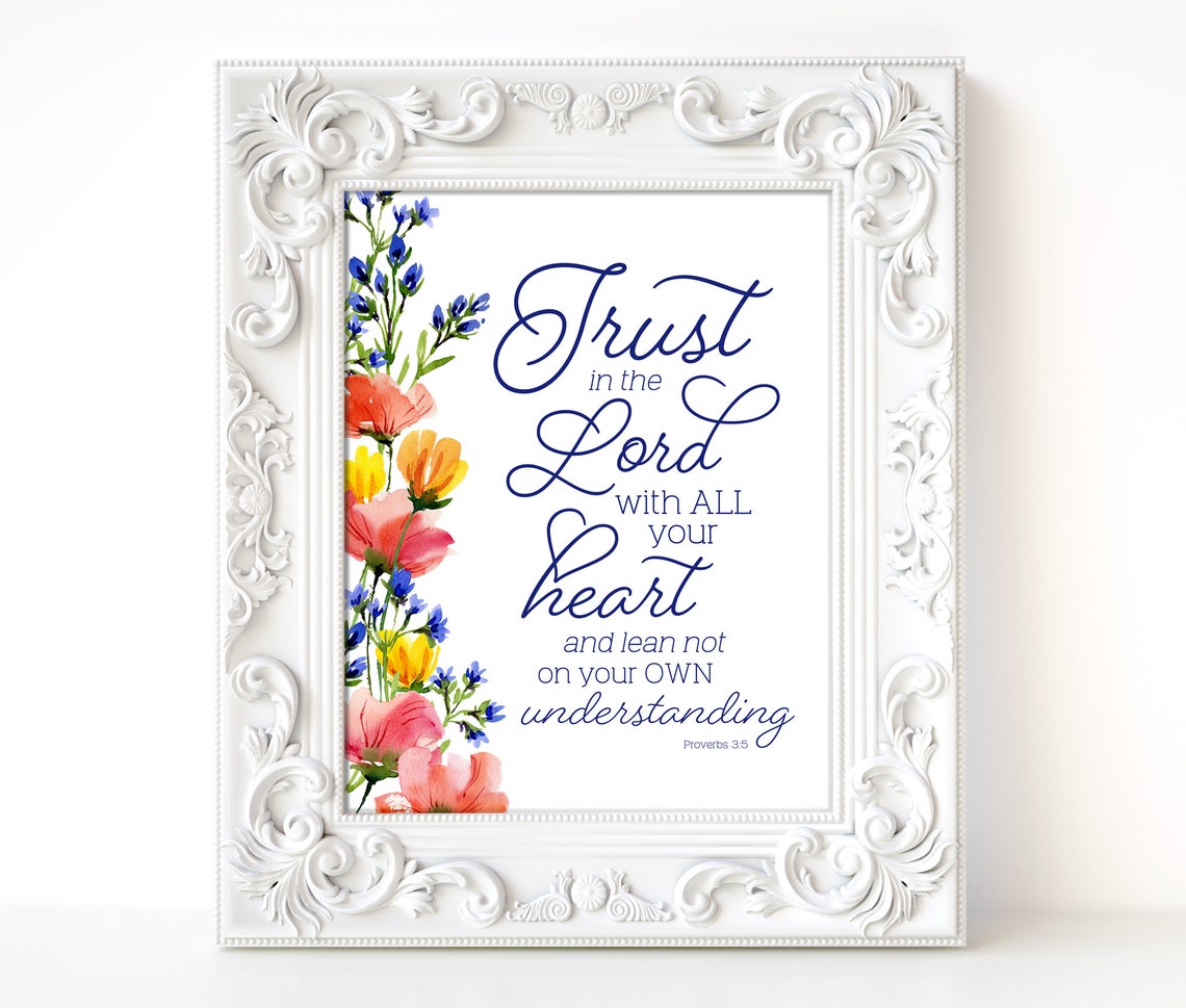 Trust in the Lord Scripture Wall Art, Bible Verse Printable With ...