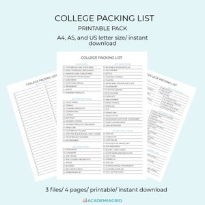 college packing list printable back to school packing list etsy