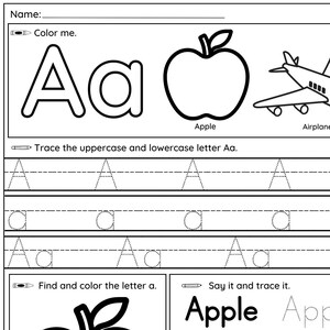 Learning the Alphabet Activity Book: 26 Pages + Educational Poster (Digital Download)