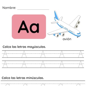 27 Printable Tracing the Alphabet in Spanish Worksheets with ABCs poster/ Calcando el Abecedario con affiche del Abecedario