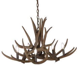 Mule Deer 6 FAUX Antler Chandelier