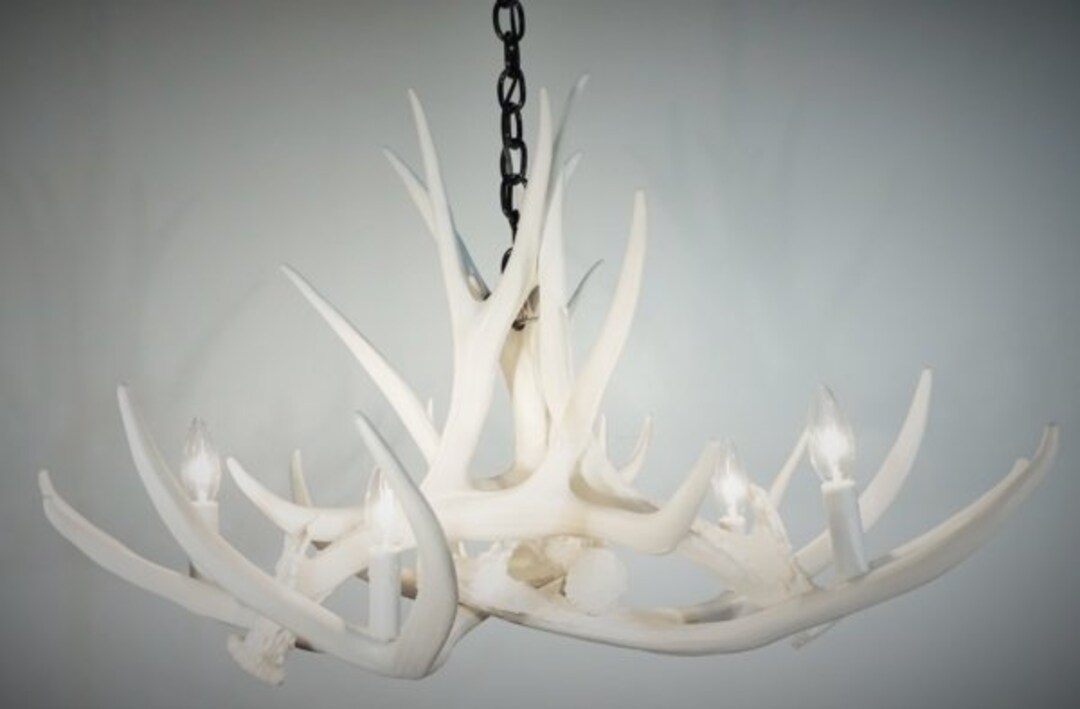 White on sale antler chandelier