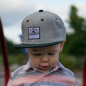 Gray Crosshatch Baby Snapback| Gray Crosshatch Toddler Snapback | Hip & Stylish Flat Bill Hat for Infant and Toddler