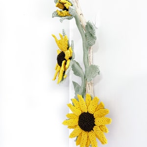 Blooming Sunflower Fiber Art Decor/Sunflower Wall art/3D Macrame Flower/ Sunflower Art image 6