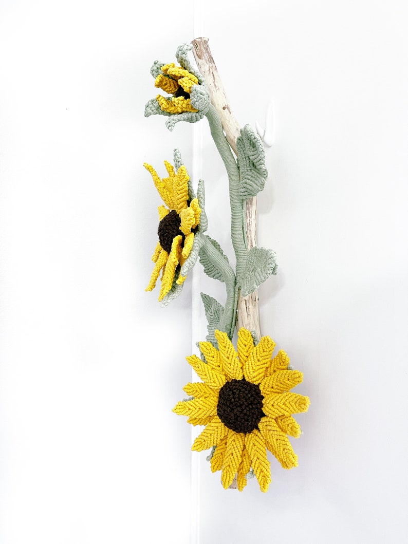 Blooming Sunflower Fiber Art Decor/Sunflower Wall art/3D Macrame Flower/ Sunflower Art image 6