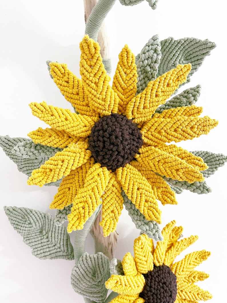 Blooming Sunflower Fiber Art Decor/Sunflower Wall art/3D Macrame Flower/ Sunflower Art image 7