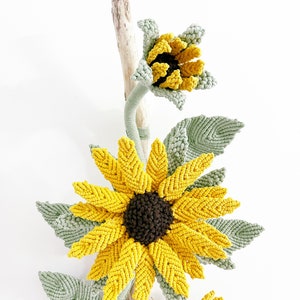 Blooming Sunflower Fiber Art Decor/Sunflower Wall art/3D Macrame Flower/ Sunflower Art image 9