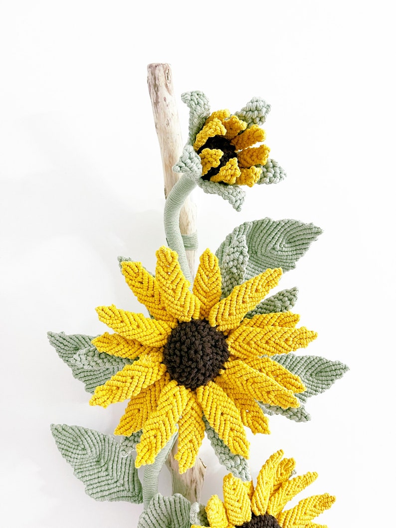 Blooming Sunflower Fiber Art Decor/Sunflower Wall art/3D Macrame Flower/ Sunflower Art image 9